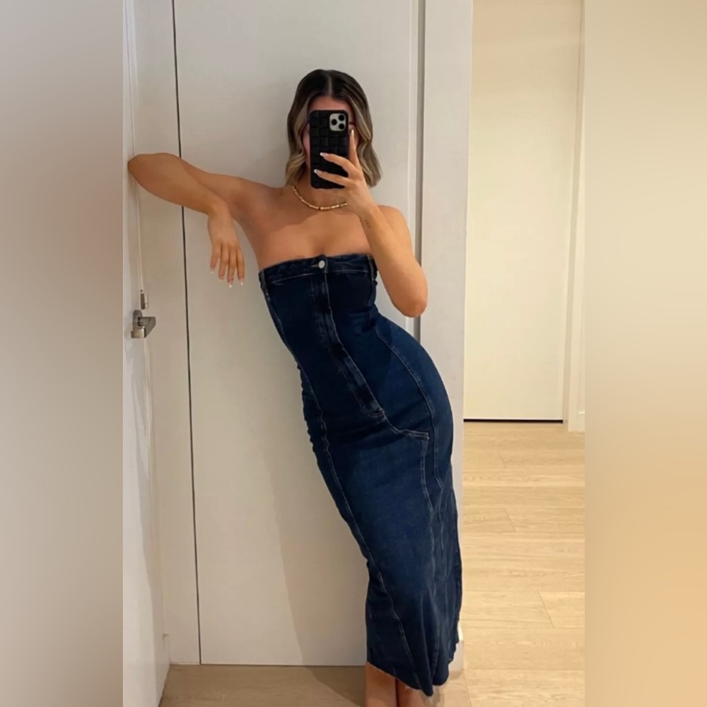 Pull & Bear Denim midi/maxi dress